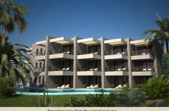 ANSICHT DER BUNGALOWS VOM ZENTRALEN POOL.